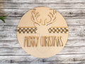 Buffalo Plaid Deer Head Silhouette Door Hanger DIY Unfinished Kit