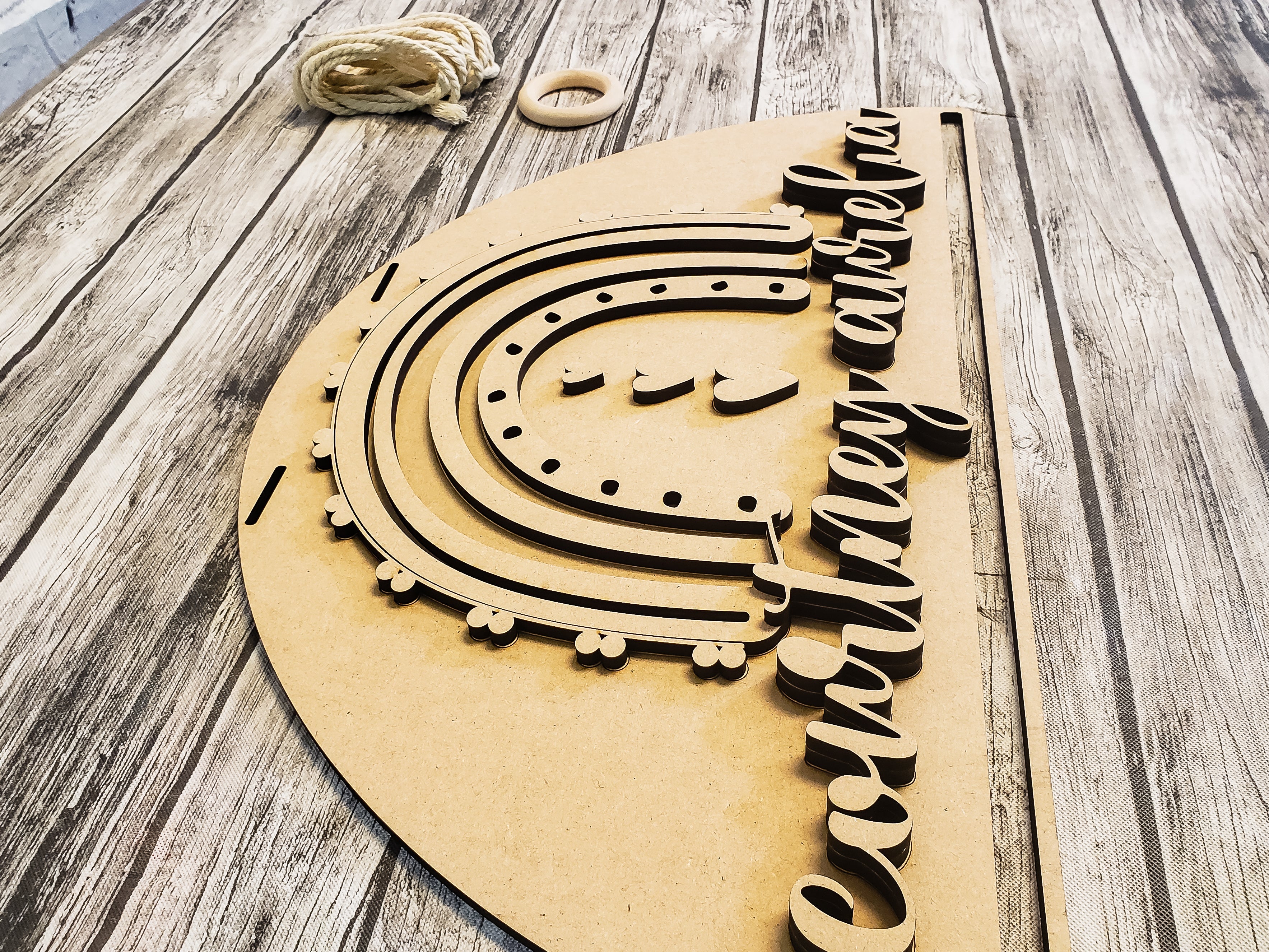 3D Personalized Boho Rainbow Macrame Wall Hanger DIY Unfinished Kit