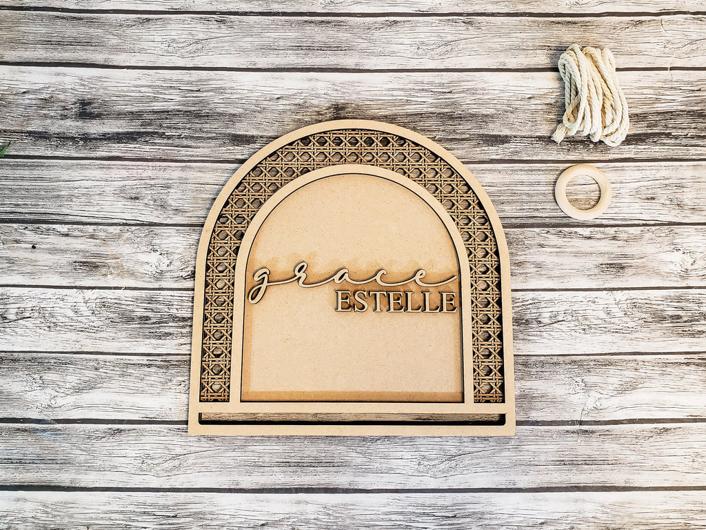 Personalized Rattan Macrame Wall Hanger DIY Unfinished Kit