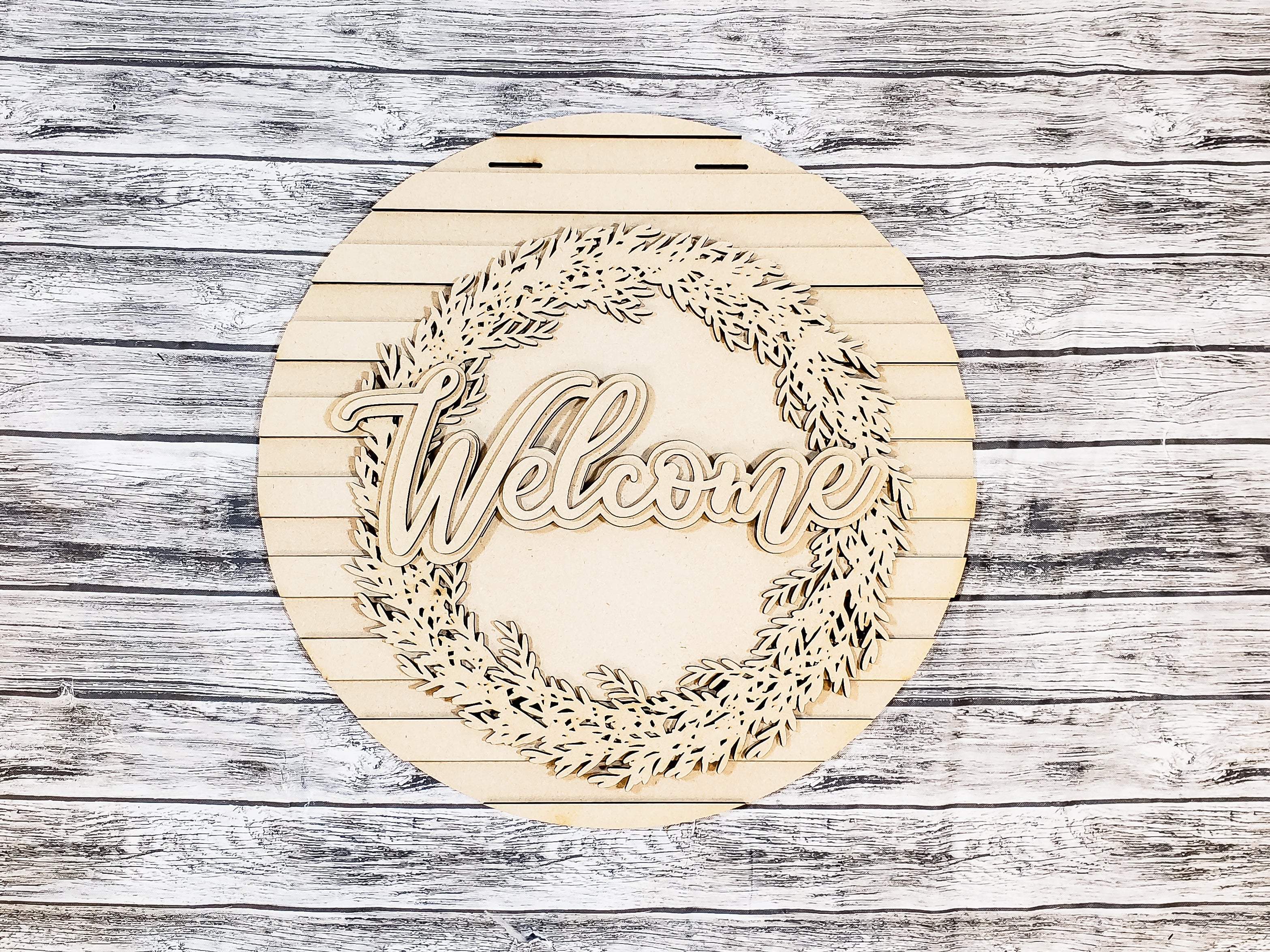 Welcome Wreath & Stripes Door Hanger DIY Unfinished Kit