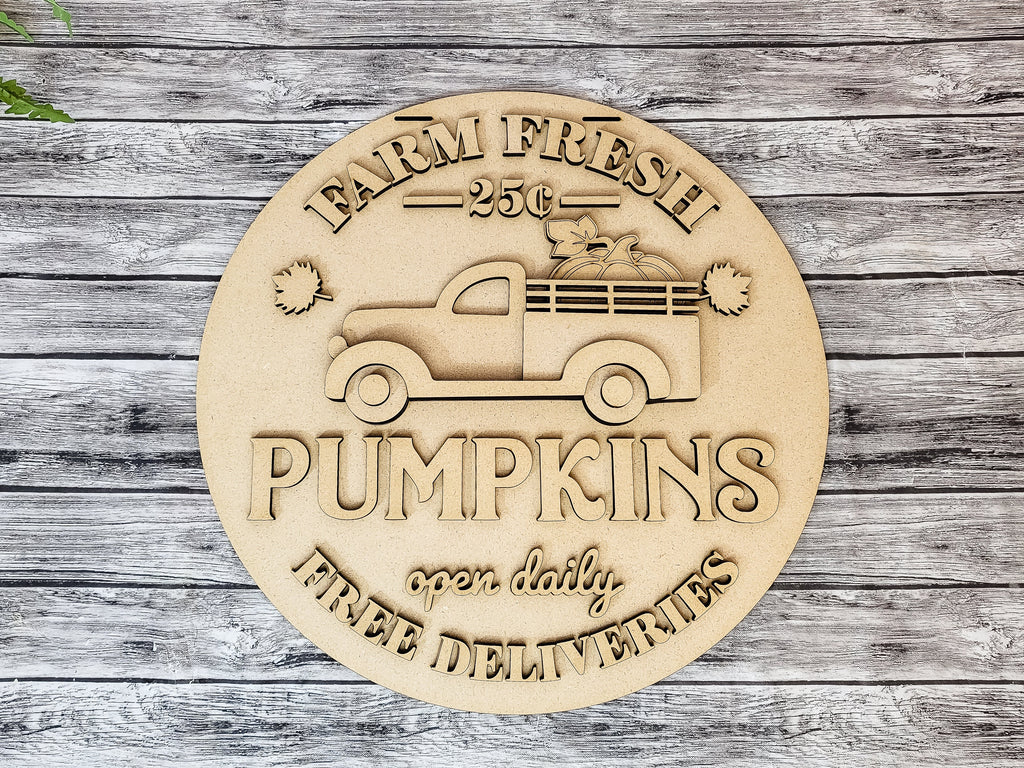 Farm Fresh Pumpkins Door Hanger DIY Unfinished Kit