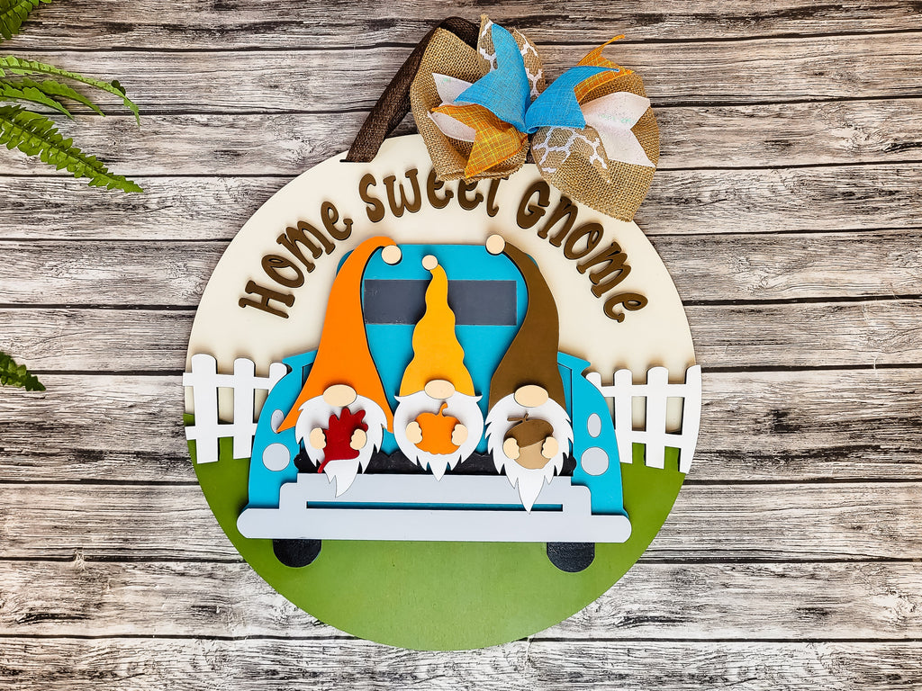 Home Sweet Gnome Truck Door Hanger DIY Unfinished Kit