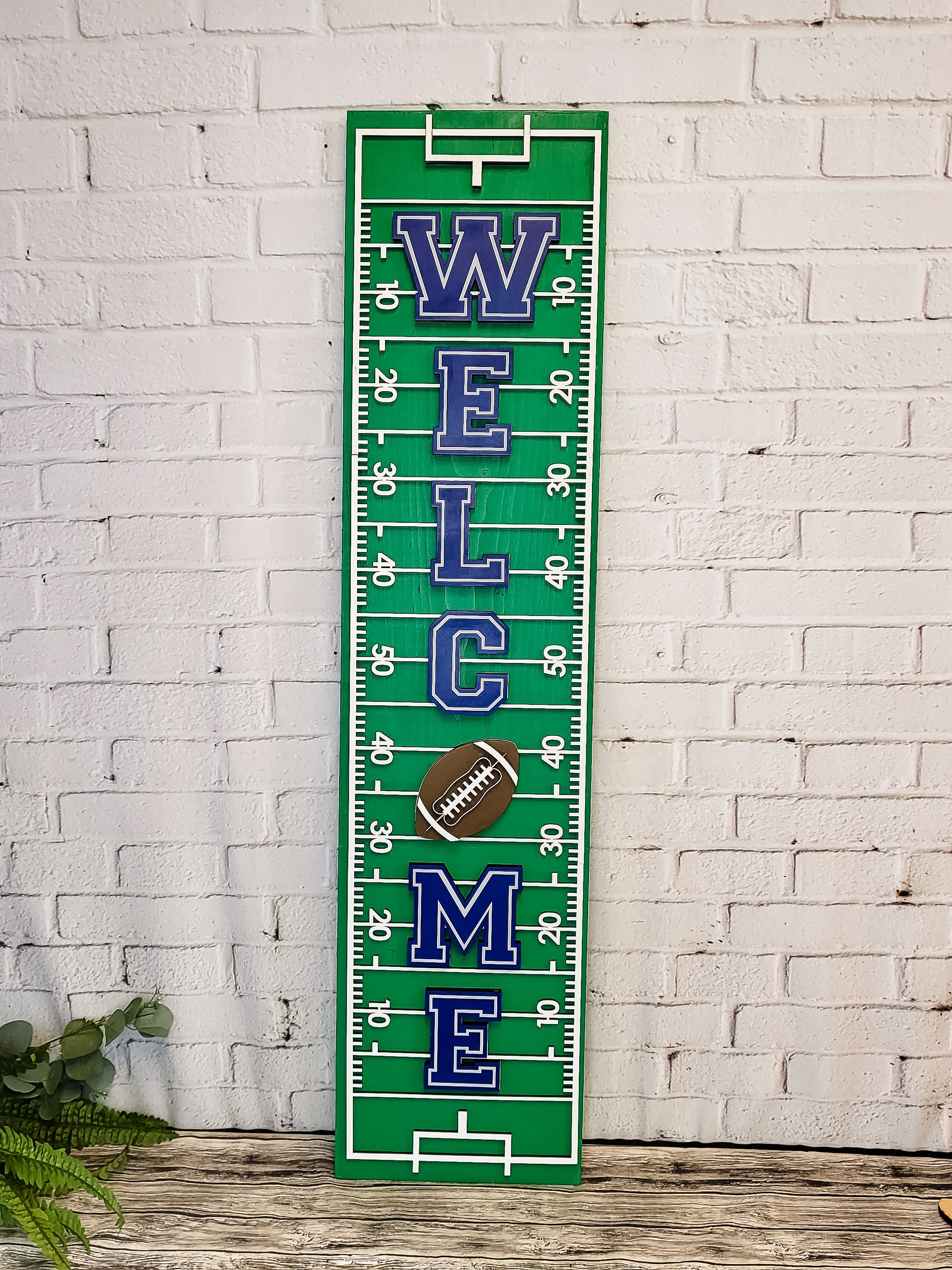 Welcome Football Field Vertical Porch Leaner DIY Unfinished Kit