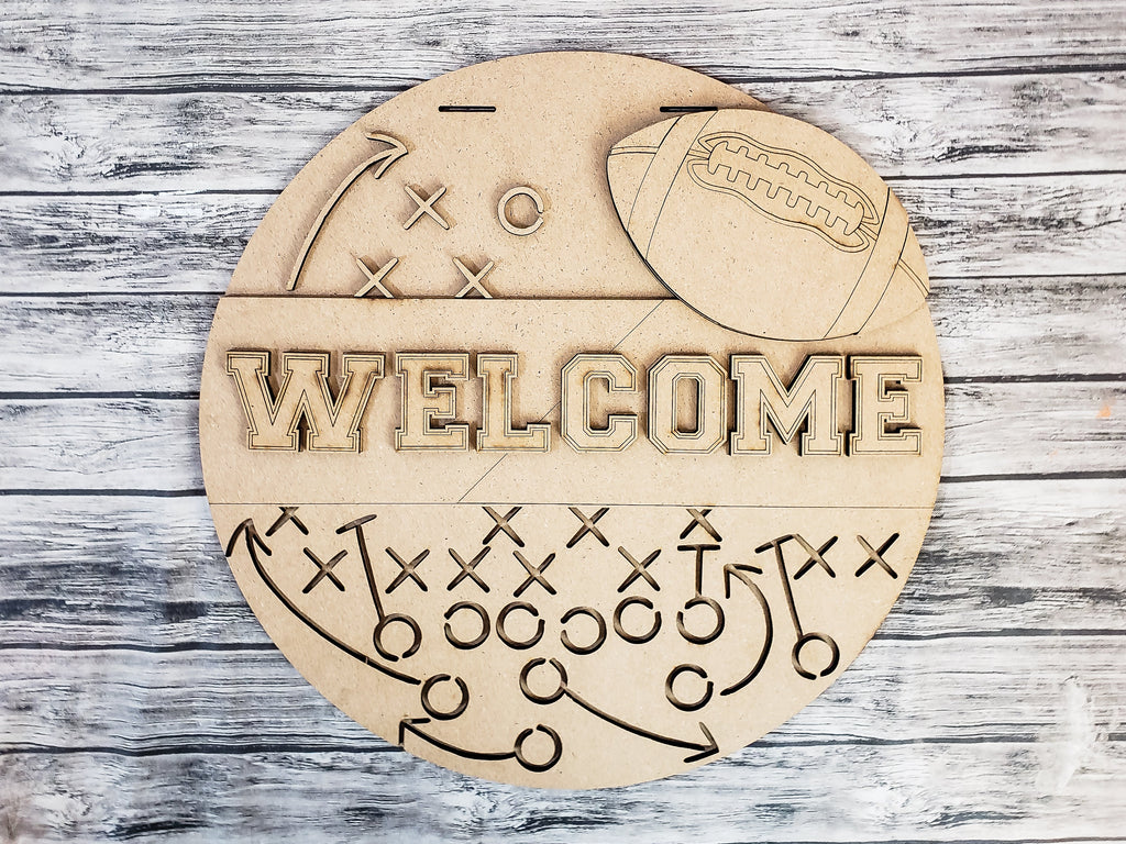 Welcome Football Play Door Hanger DIY Unfinished Kit