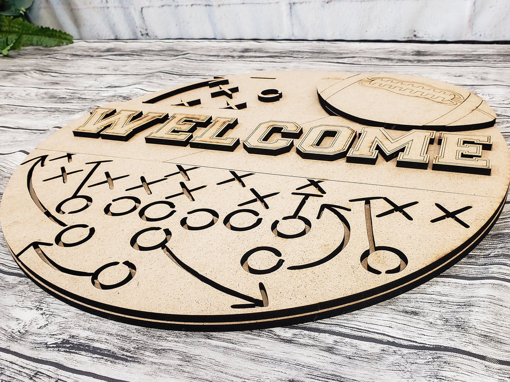 Welcome Football Play Door Hanger DIY Unfinished Kit