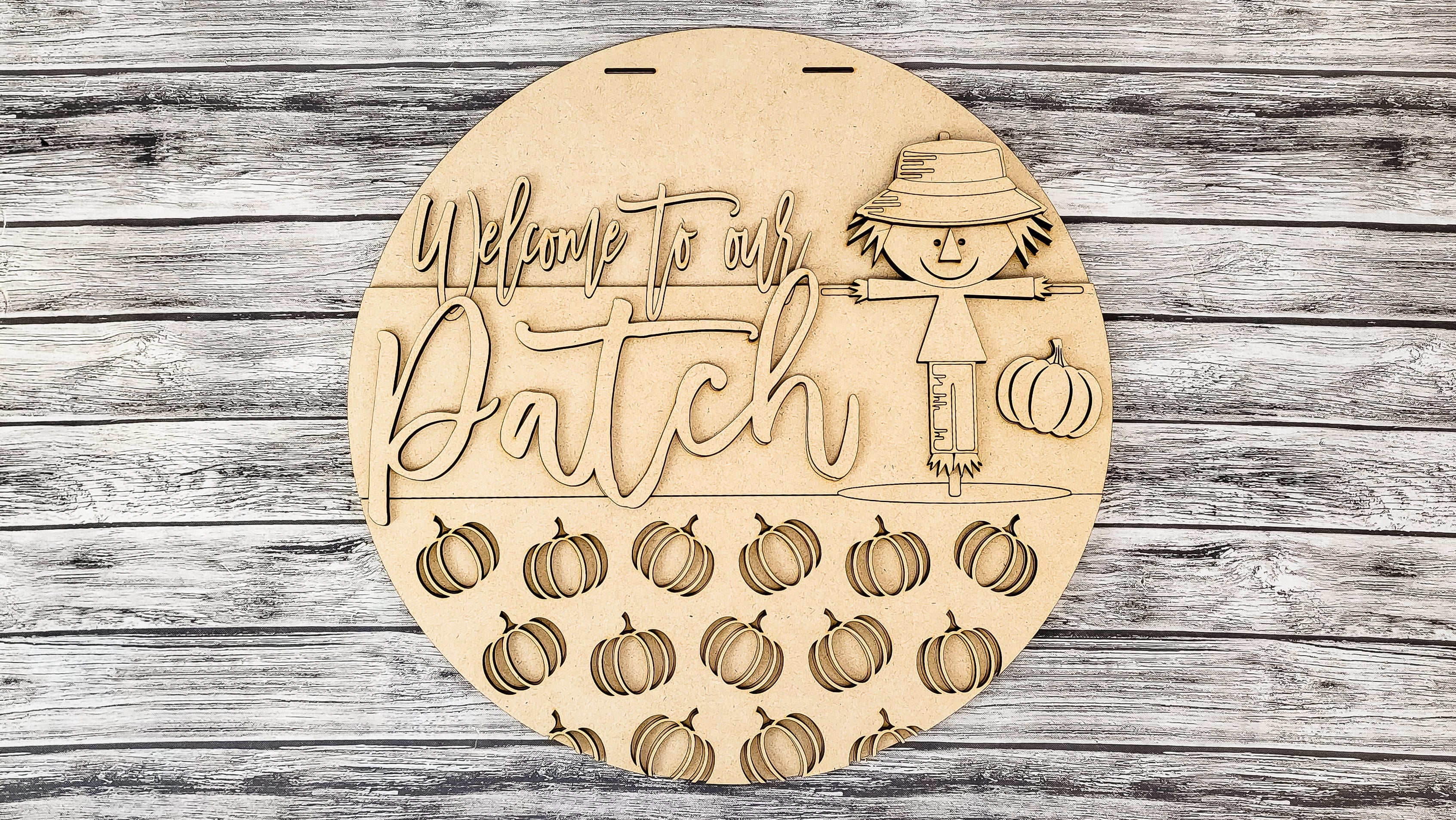 Scarecrow Welcome to our Patch Door Hanger DIY Unfinished Kit