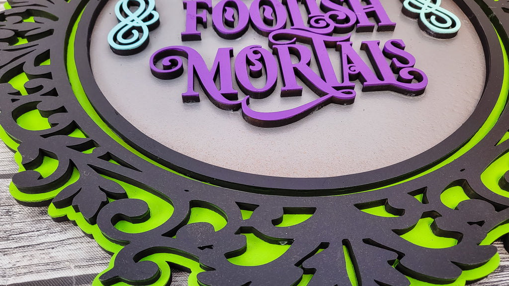 Welcome Foolish Mortals Haunted Mansion Mirror Door Hanger - Finished