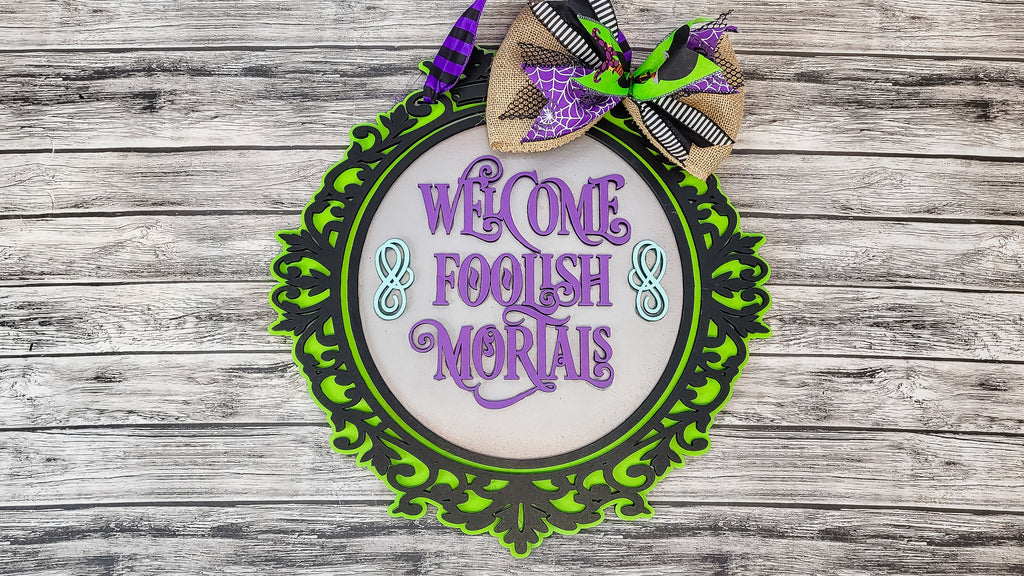 Welcome Foolish Mortals Haunted Mansion Mirror Door Hanger DIY Unfinished Kit