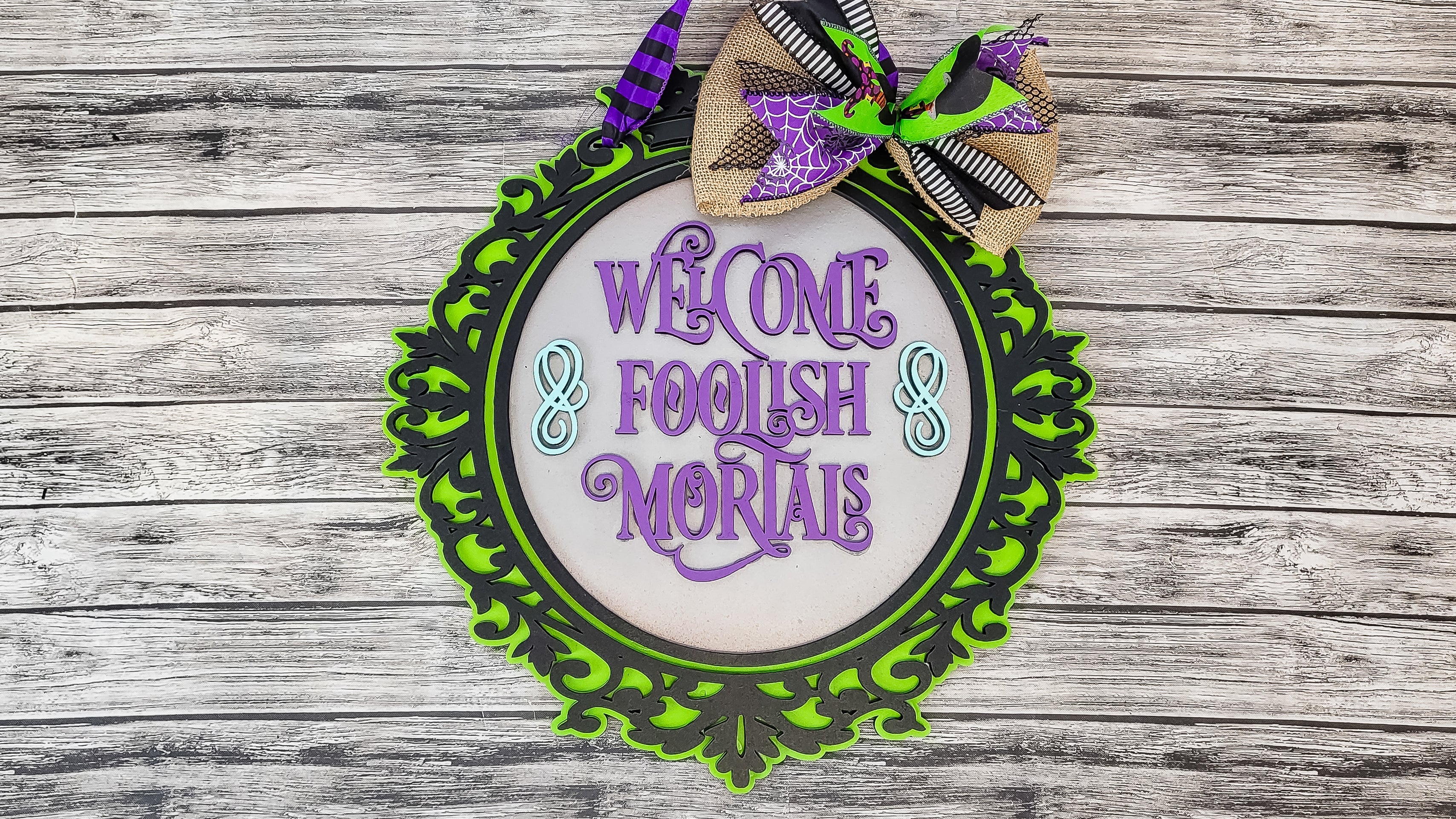 Welcome Foolish Mortals Haunted Mansion Mirror Door Hanger - Finished
