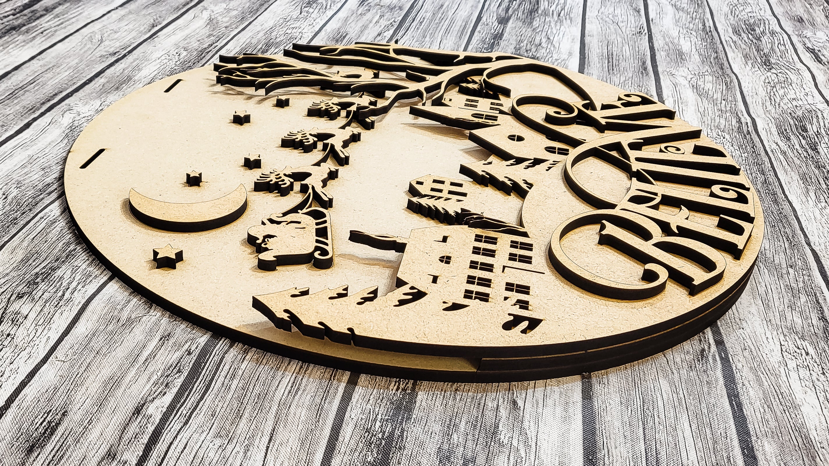 Believe Winter Nightscape Door Hanger DIY Unfinished Kit