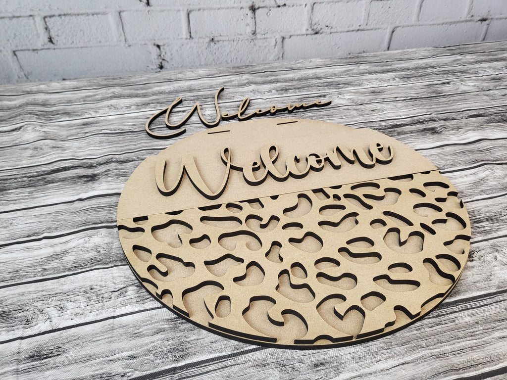 Welcome Leopard Print Door Hanger DIY Unfinished Kit