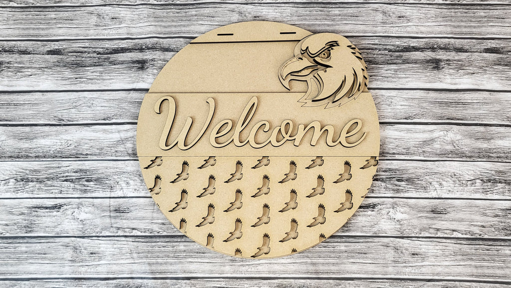 Welcome Bald Eagle Door Hanger DIY Unfinished Kit