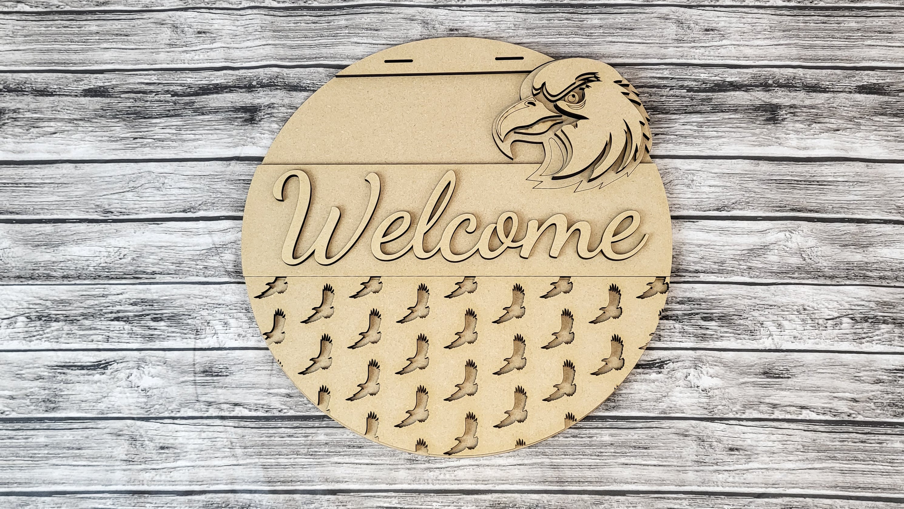 Welcome Bald Eagle Door Hanger DIY Unfinished Kit
