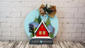 3D Snow Globe Happy Winter House Door Hanger Sign