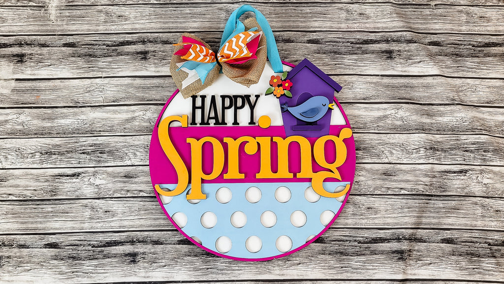 HAPPY Spring Bird House Door Hanger DIY Unfinished Kit