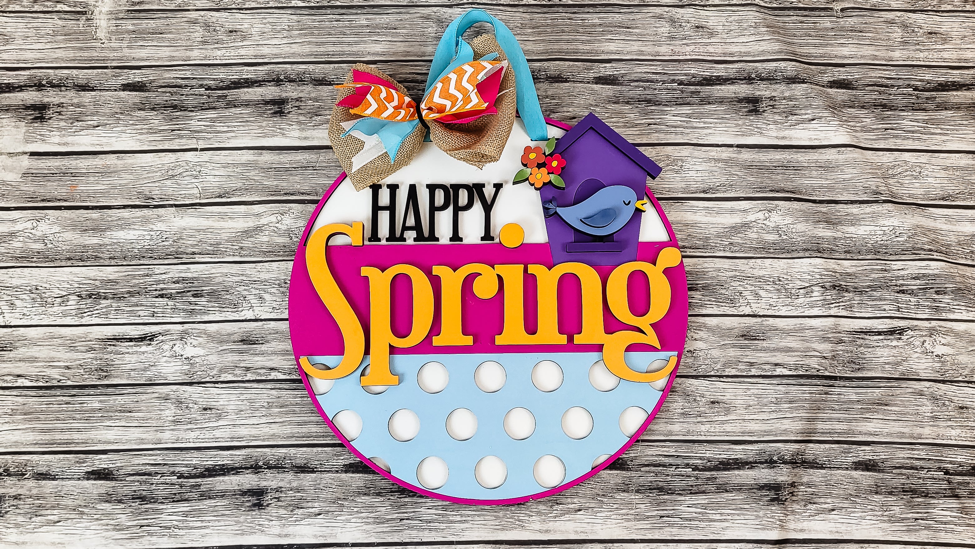 HAPPY Spring Bird House Door Hanger DIY Unfinished Kit
