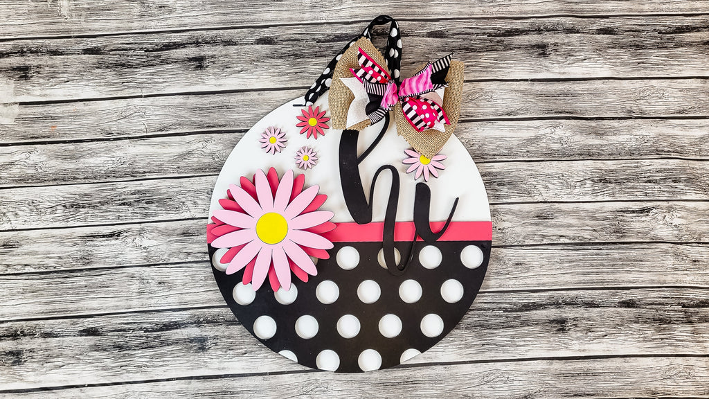 3D hi Daisy Polka Dot Door Hanger DIY Unfinished Kit