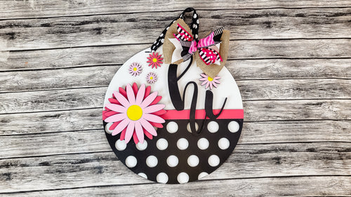 3D hi Daisy Polka Dot Door Hanger DIY Unfinished Kit
