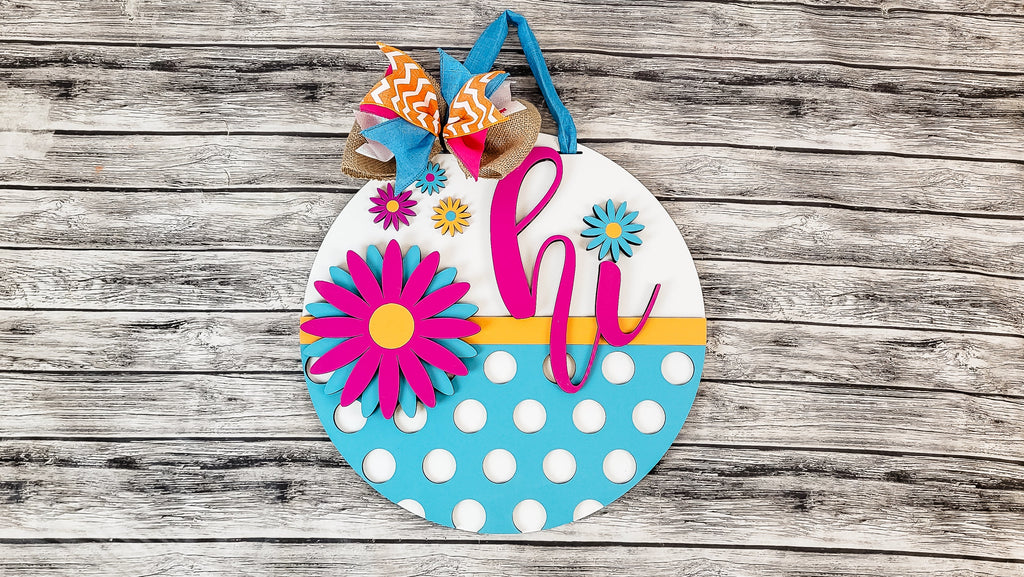 Finished - hi Daisy Polkadot Door Hanger