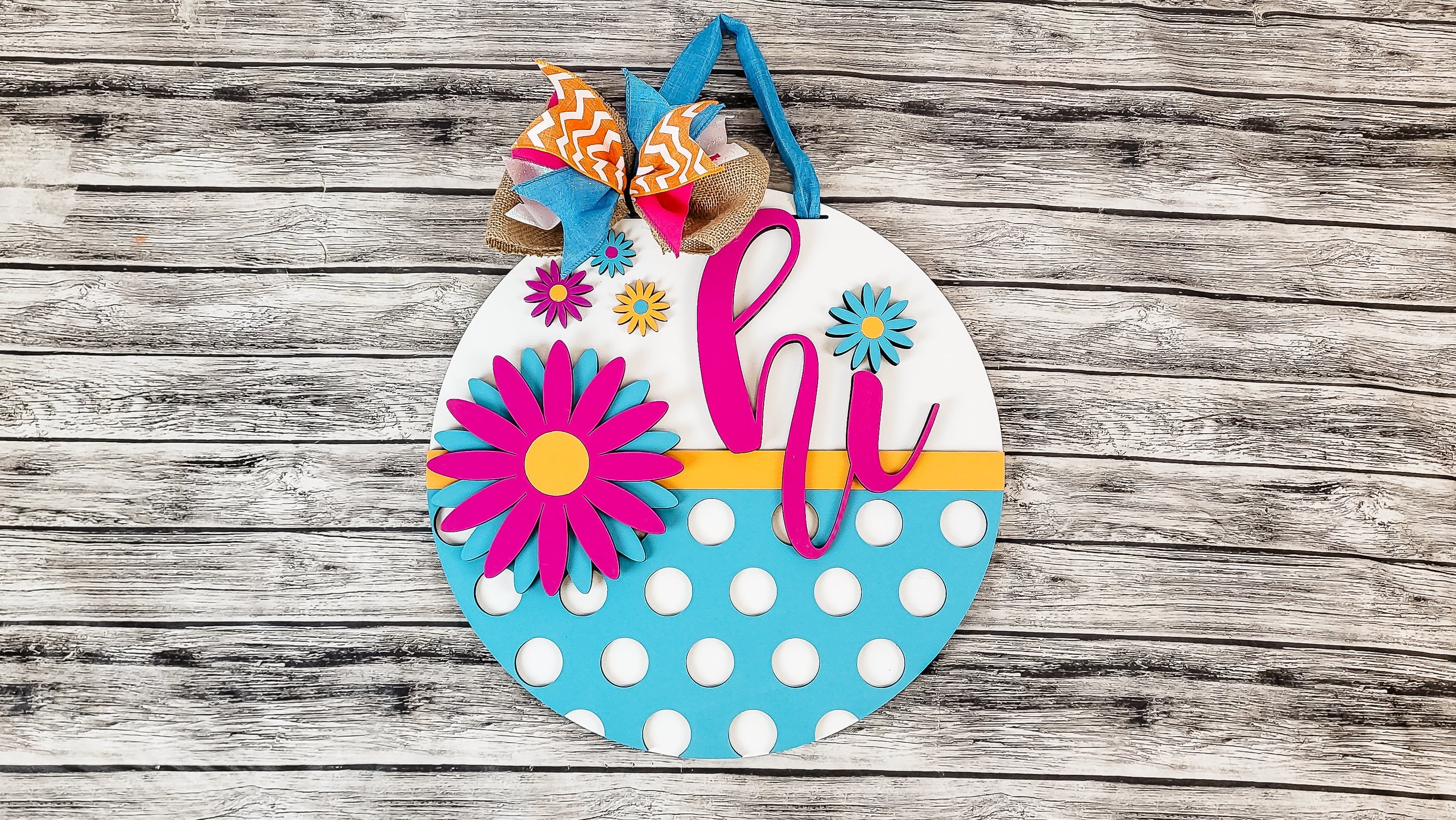 Finished - hi Daisy Polkadot Door Hanger