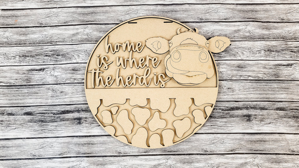 Home Is Where the Herd Is Cow Door Hanger DIY Unfinished Kit