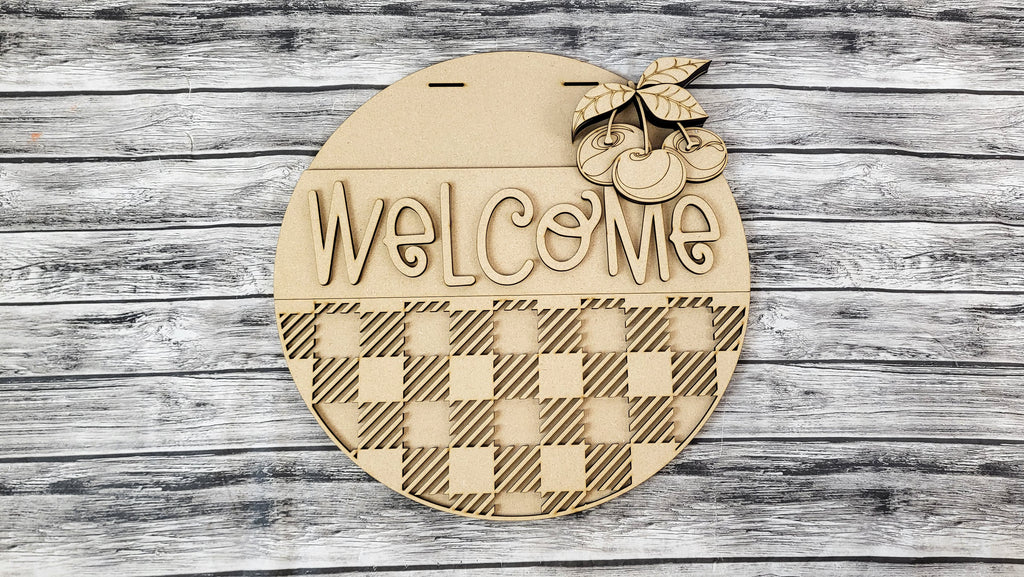 Welcome Cherries Door Hanger DIY Unfinished Kit