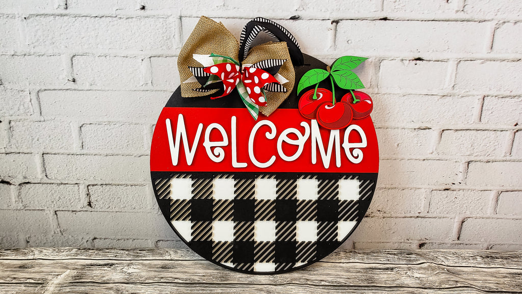 Welcome Cherries Door Hanger DIY Unfinished Kit