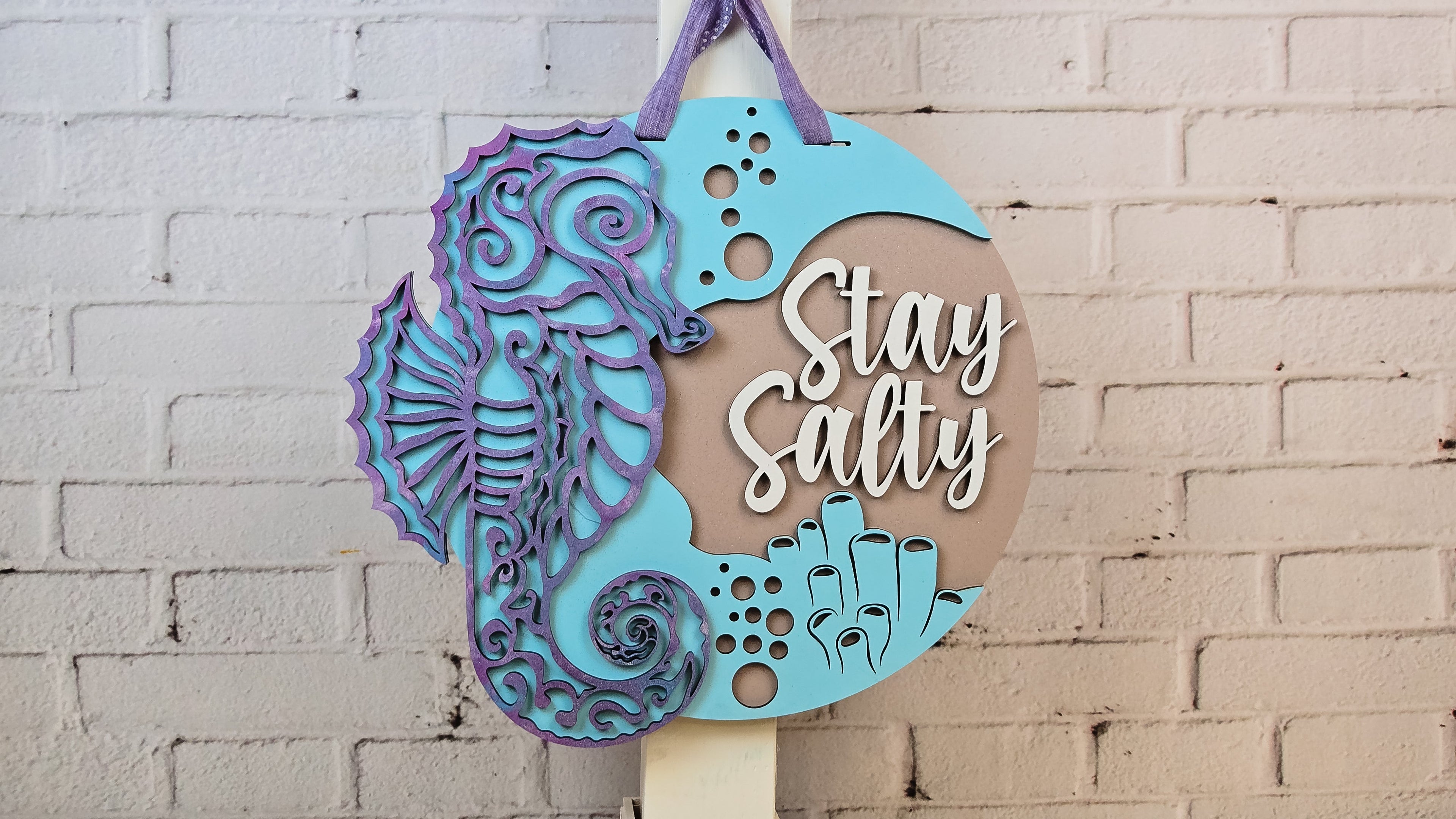 Stay Salty Seahorse Door Hanger - DIY Unfinished Kit - Lvl 1