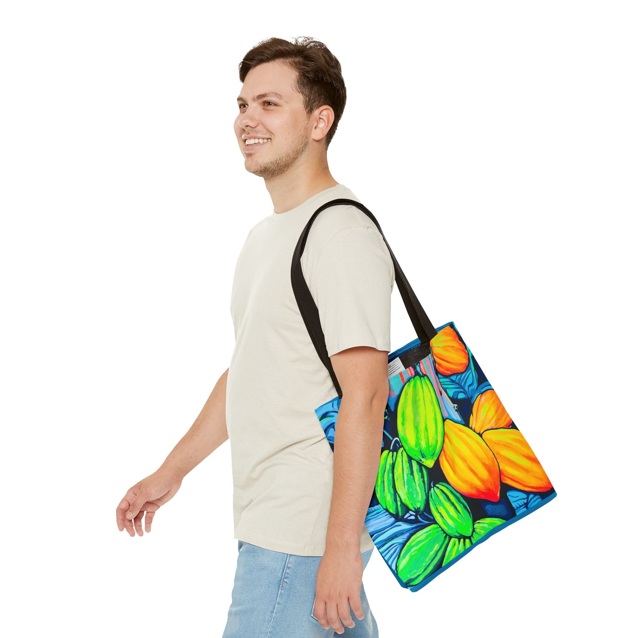 Premium Neon Cacao Tote Bag, Original Artist Design, Reusable Shopping Tote, Eco-Friendly