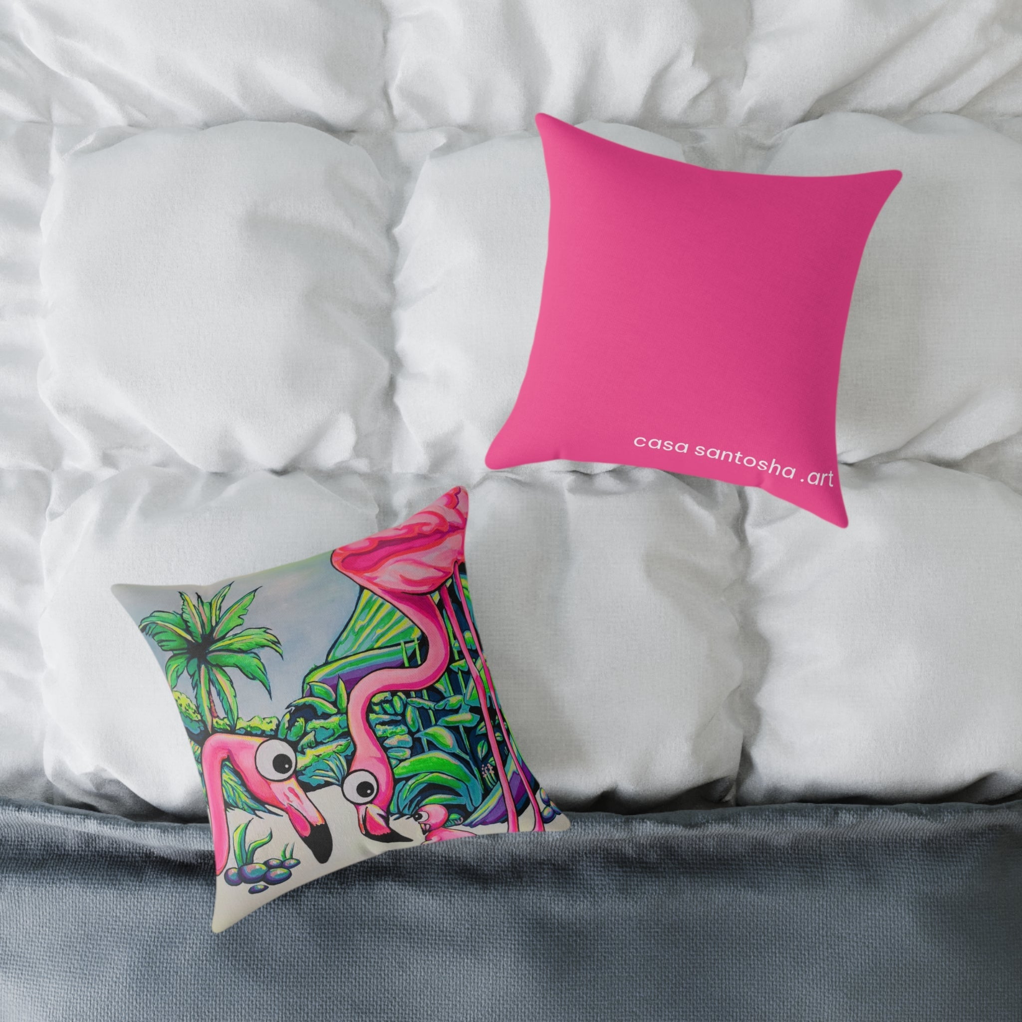 Cyclops Flamingo Family Art Canvas Decorative Pillow