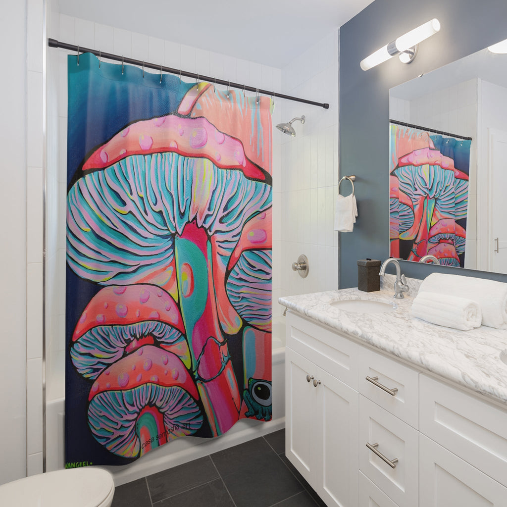 Trippy Mushrooms Pop Art Shower Curtain