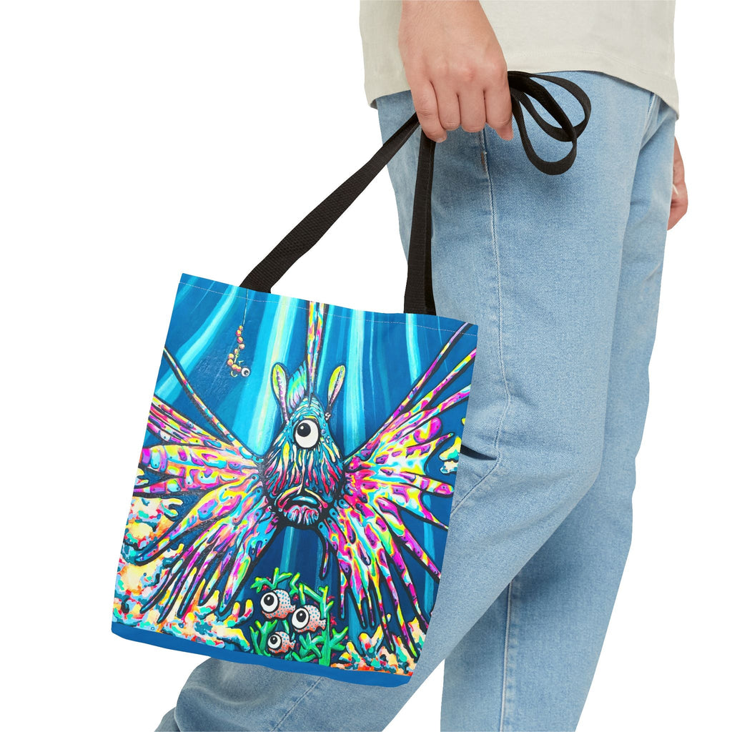Premium Cyclops Lionfish Tote Bag, Original Artist Design, Reusable Shopping Tote,  Eco-Friendly