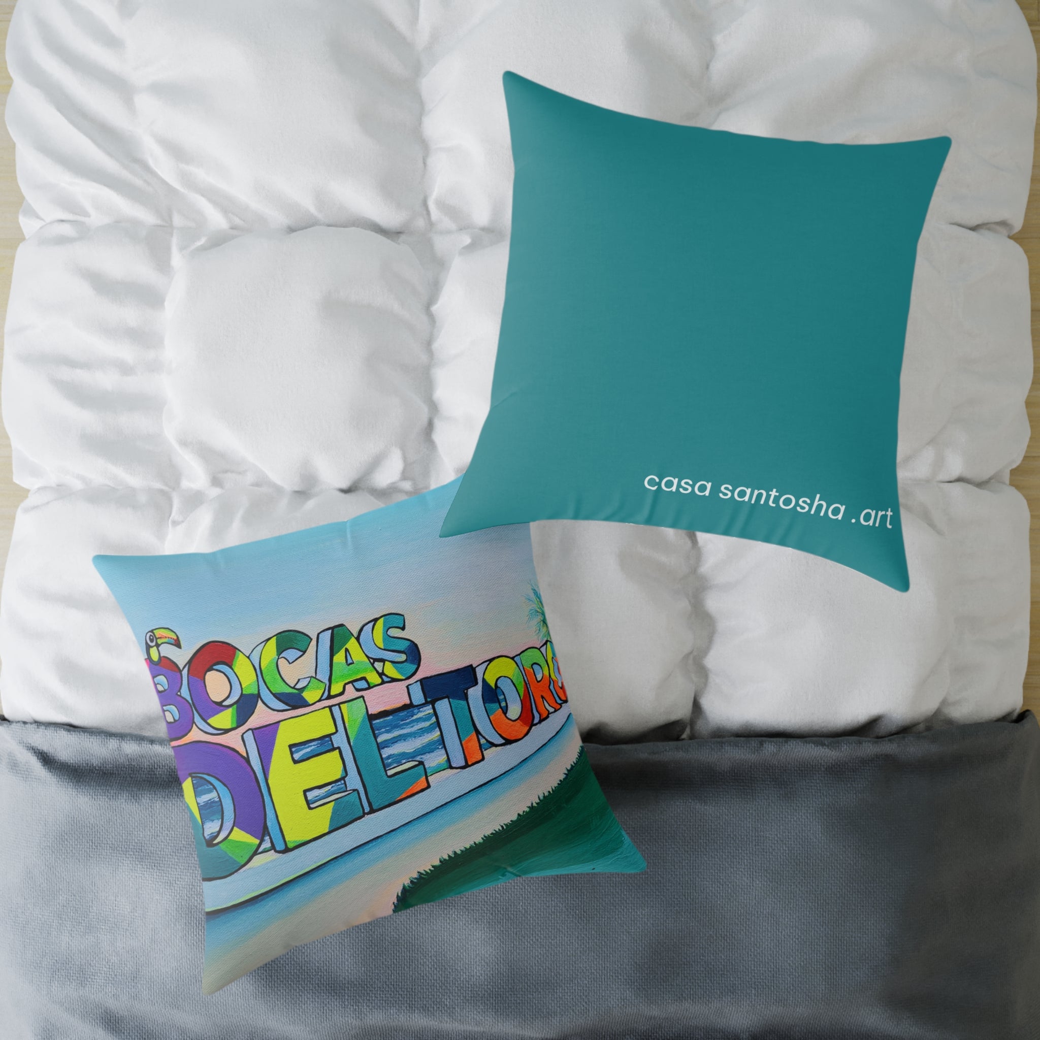 Bocas Del Toro Sign Art Canvas Decorative Pillow