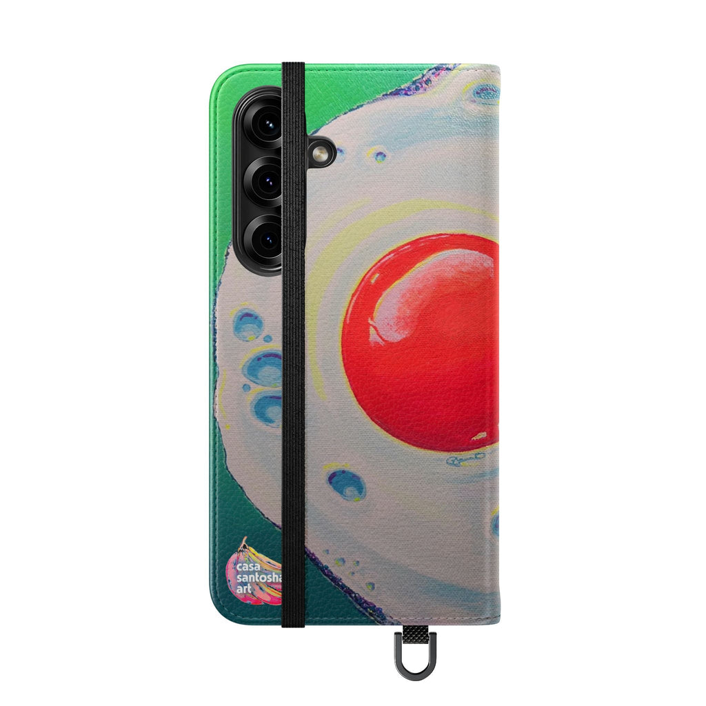 Neon Fried Egg Flip Phone Case – Wallet Cover with Card Slots