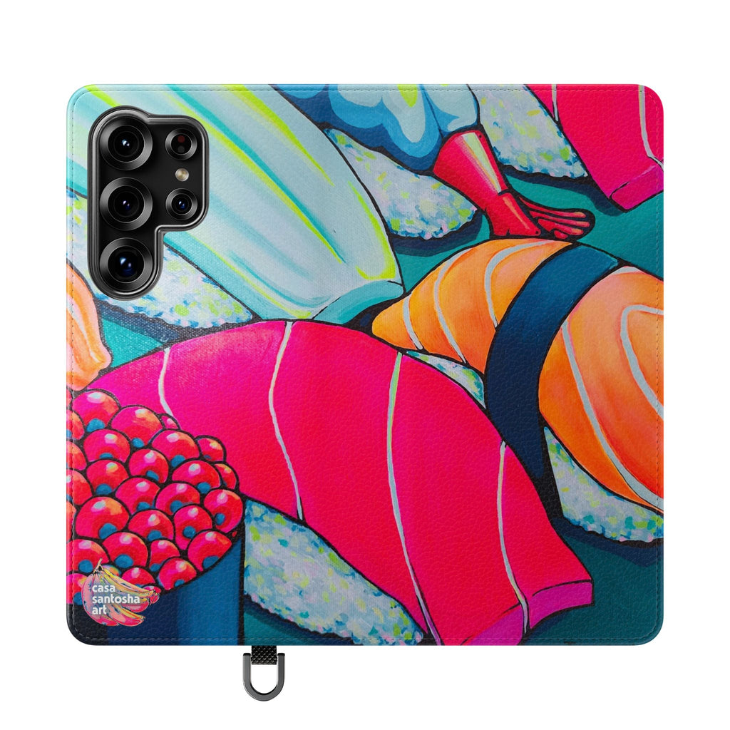 Neon Sushi Flip Phone Case – Wallet Cover with Card Slots