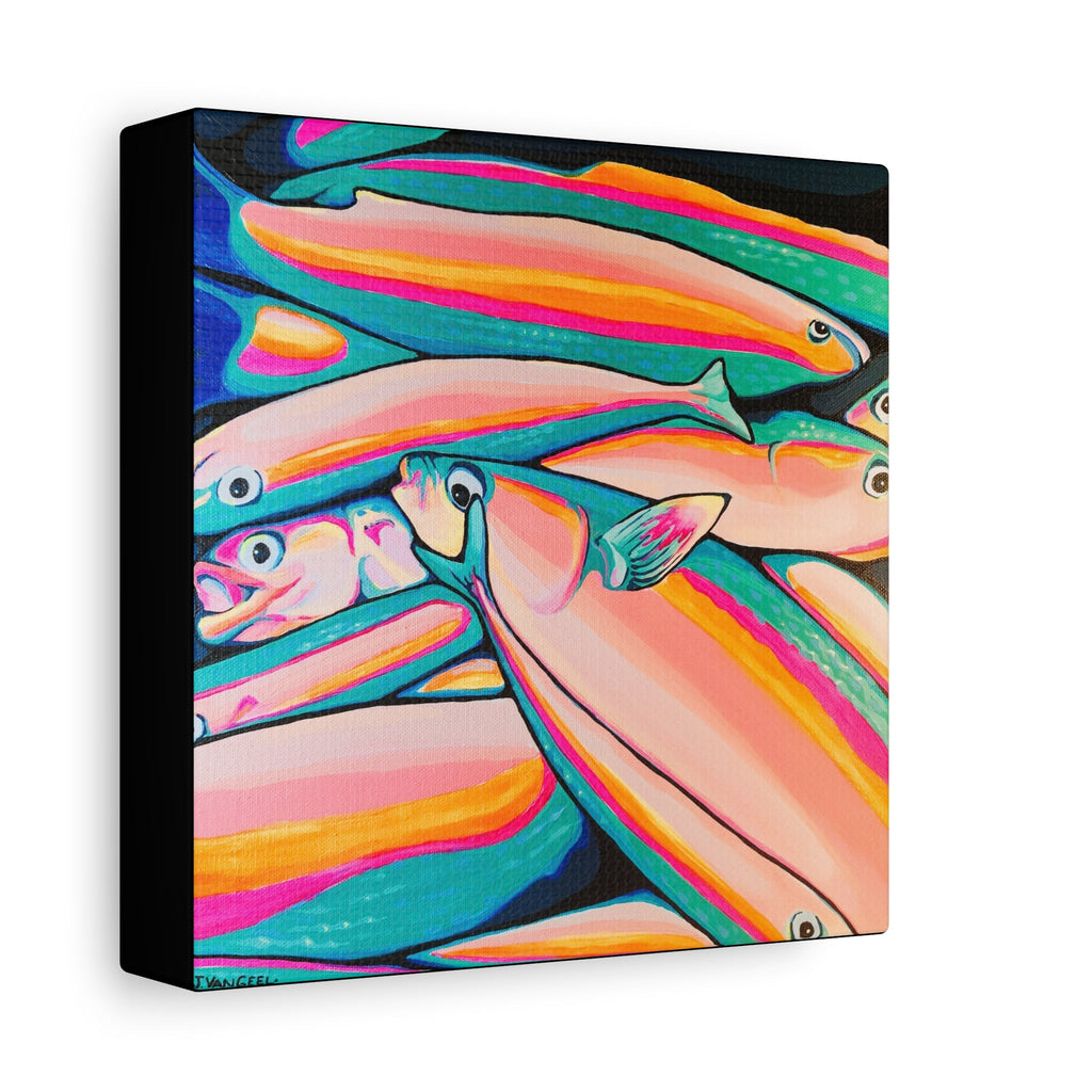 Neon Fish Canvas Print, Original Artist Design, Home Decor Wall Art