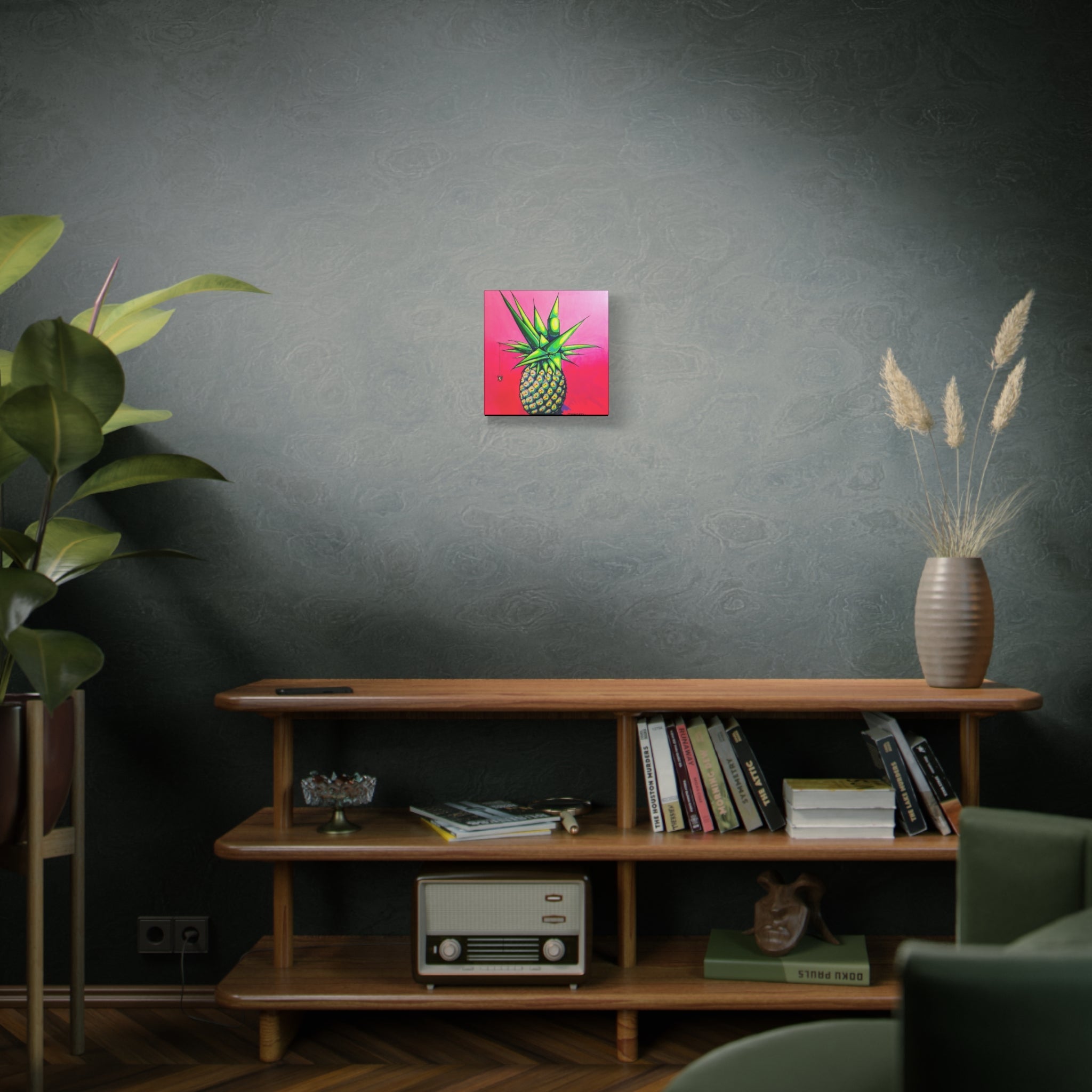 Neon Pineapple Canvas Print, Original Artist Design, Home Decor Wall Art