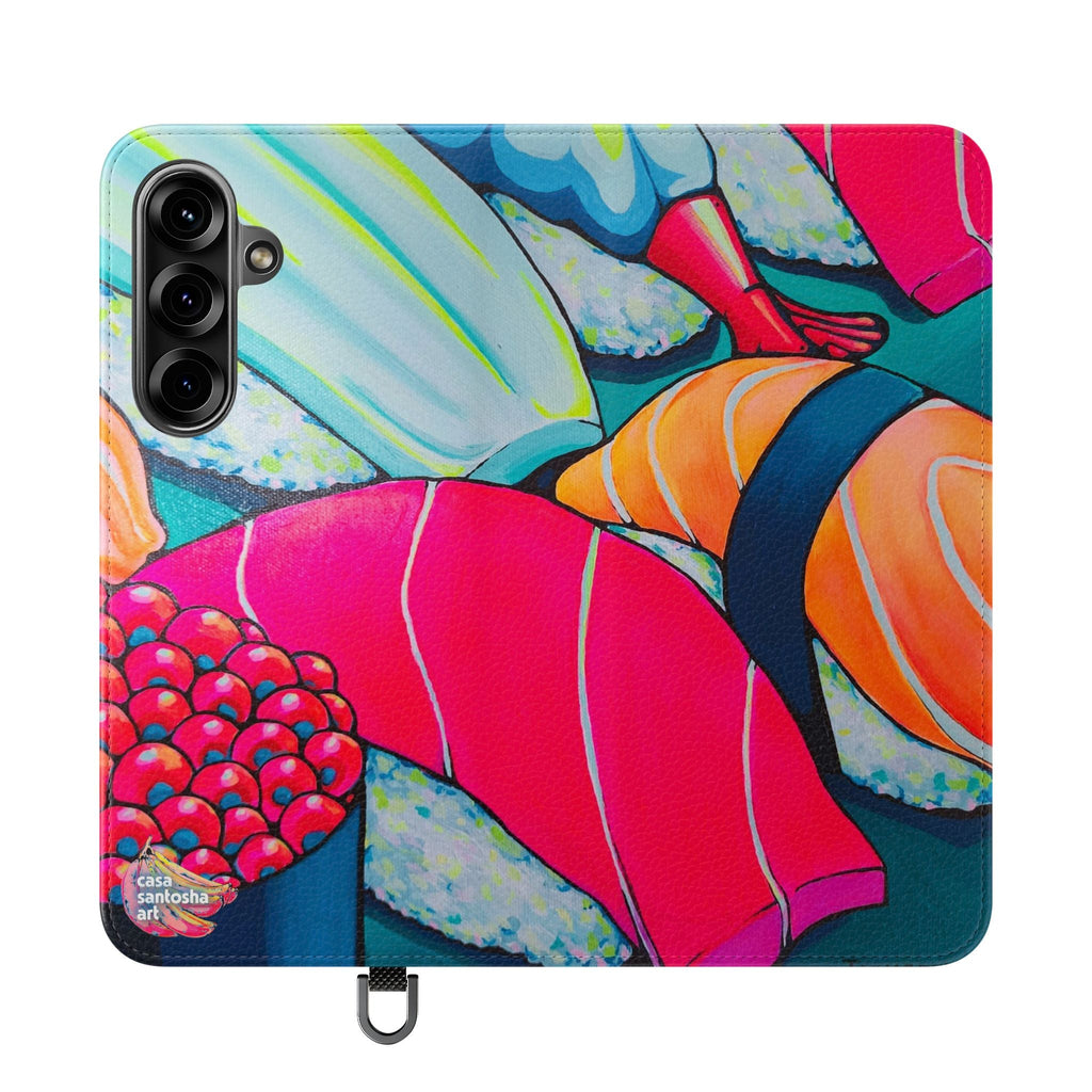 Neon Sushi Flip Phone Case – Wallet Cover with Card Slots