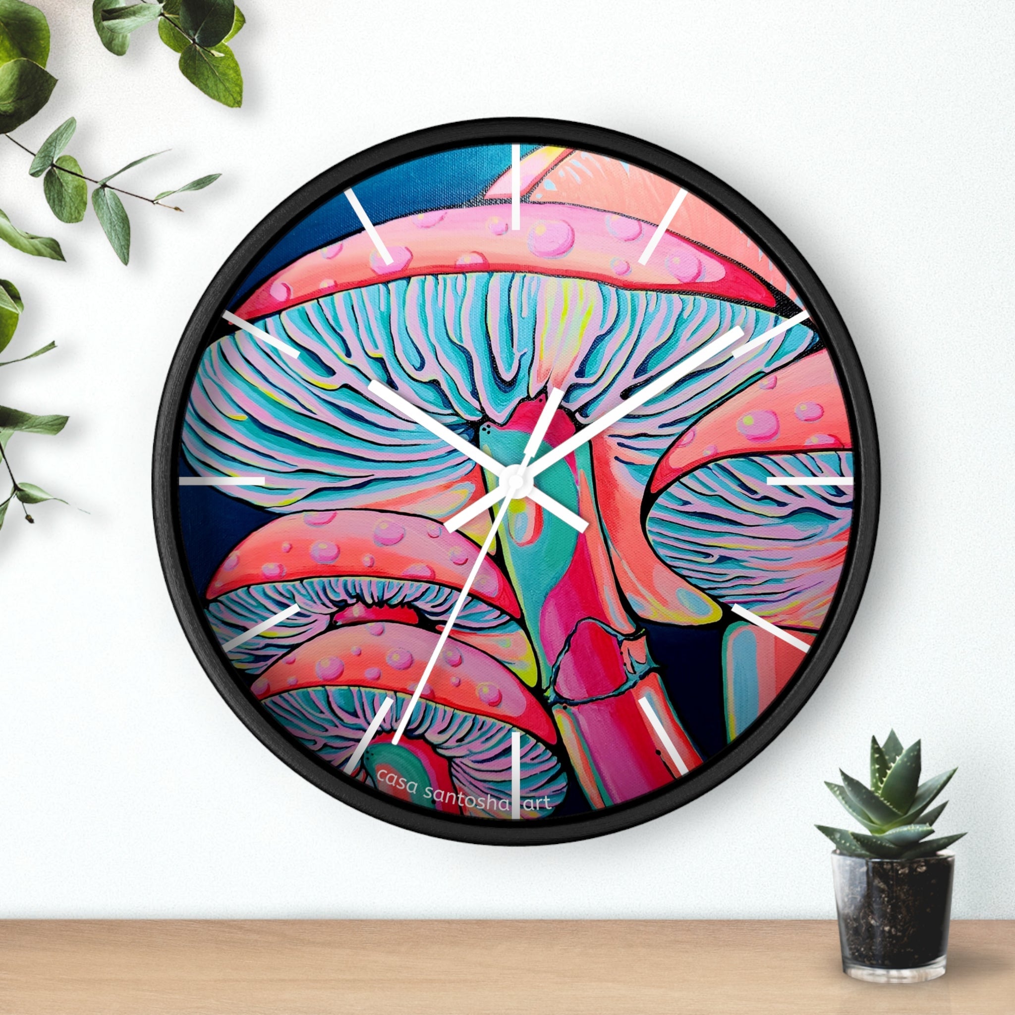 Trippy Mushrooms Pop Art Wall Clock