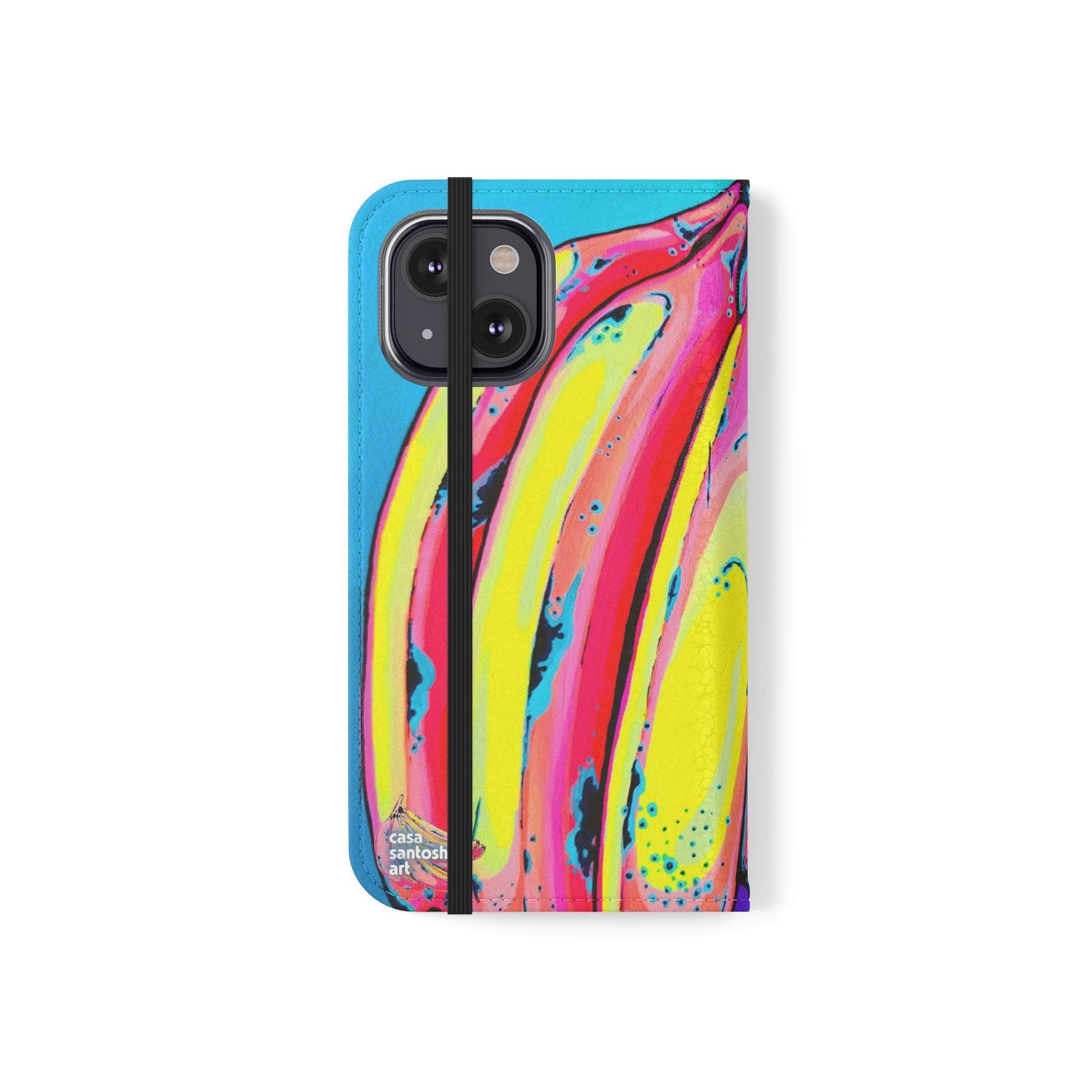 Neon Fat Bananas Flip Phone Case – Wallet Cover with Card Slots