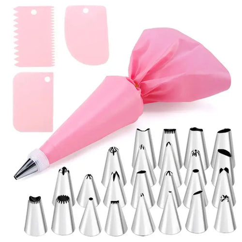 29-piece stainless steel cream puff nozzles set kitchen piping tools
