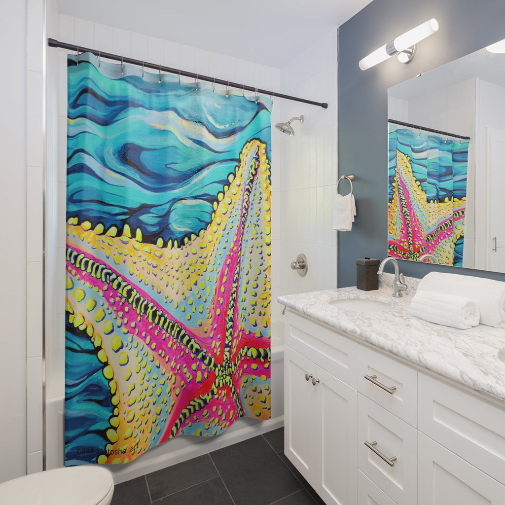 Starfish Beach Bocas Pop Art Shower Curtain