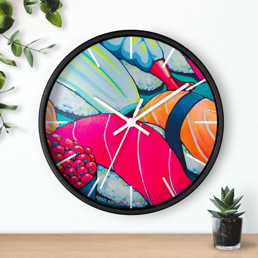 Neon Sushi Pop Art Wall Clock