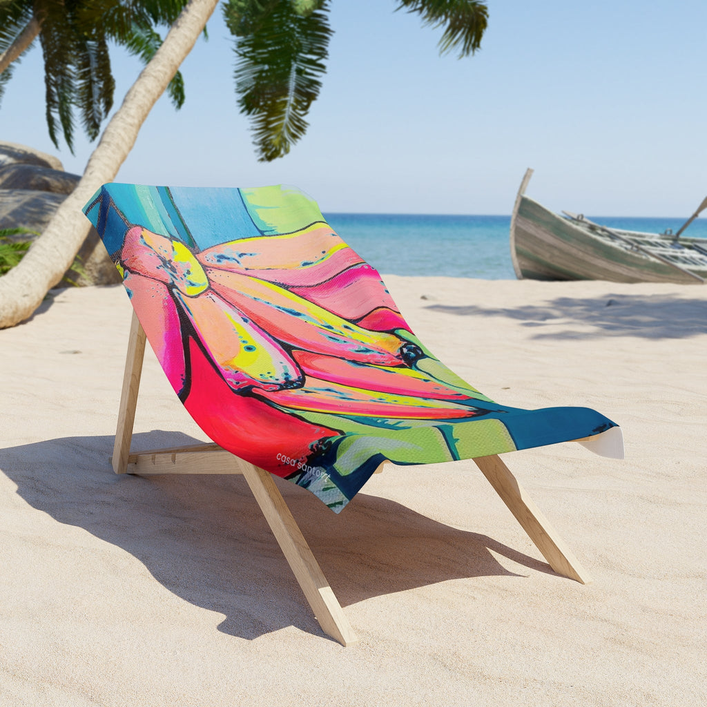 Neon Primitivo Bananas Beach Towel for Summer Fun and Vacation Essentials