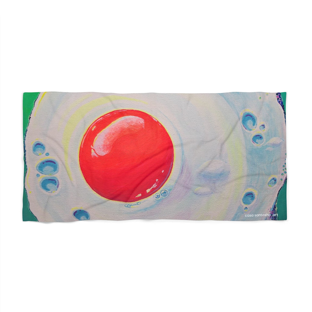 Neon Fried Egg Beach Towel for Summer Fun and Vacation Essentials