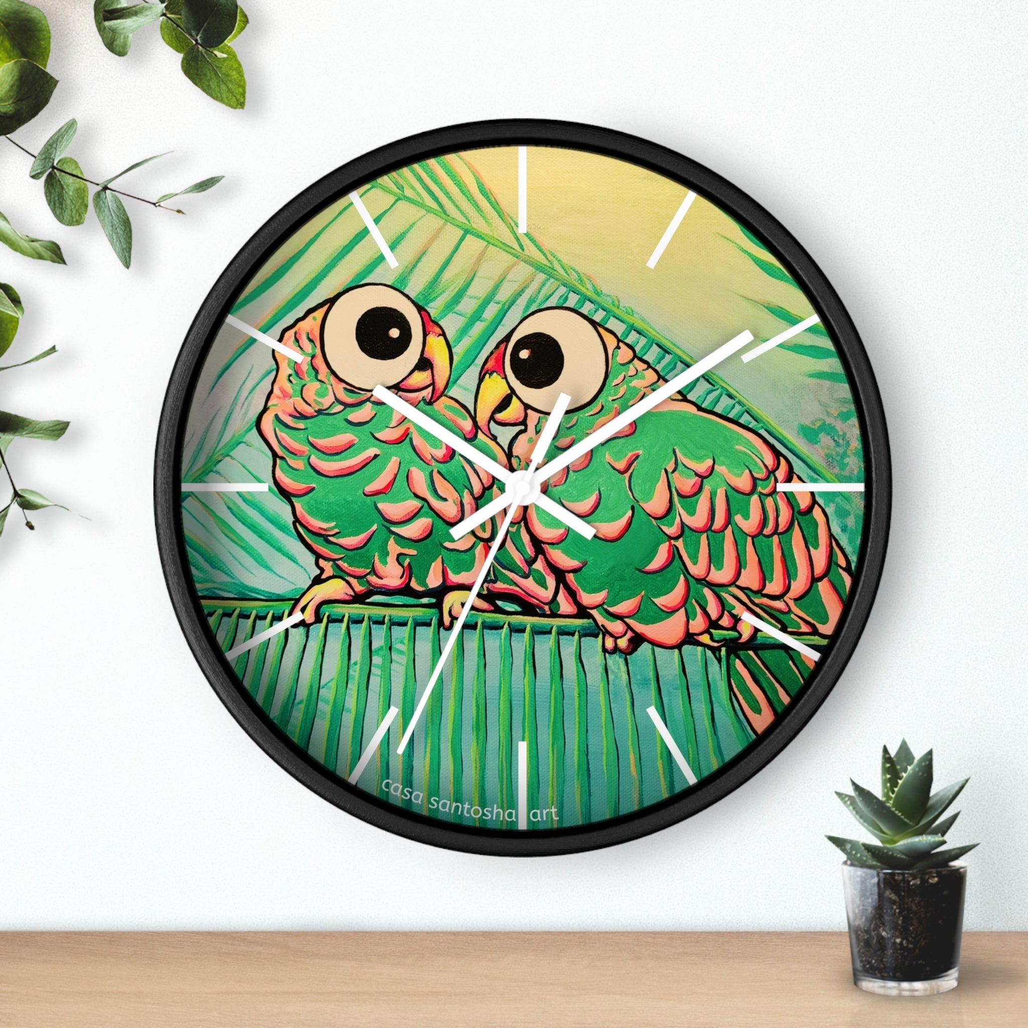 Chatty Cyclops Parrots Pop Art Wall Clock