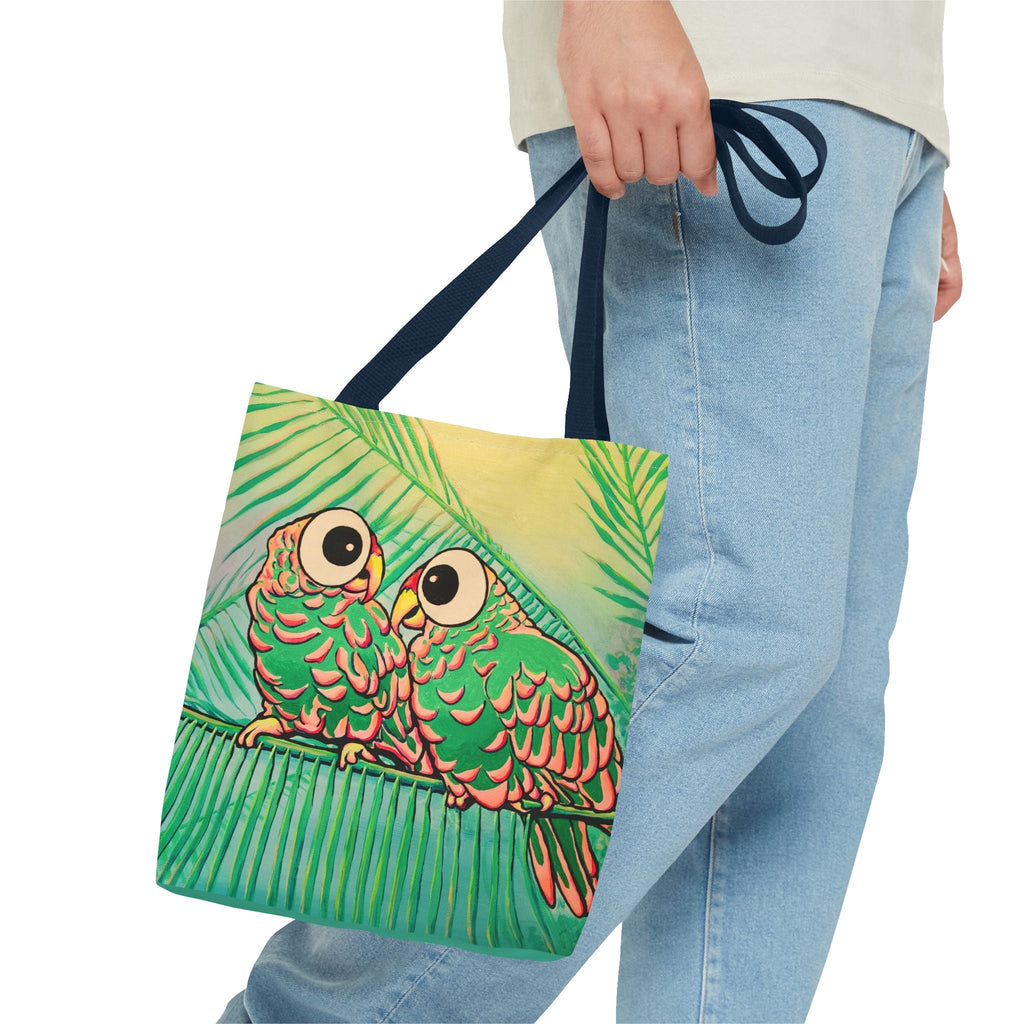 Premium Chatty Cyclops Parrots Tote Bag, Original Artist Design, Reusable Shopping Tote,  Eco-Friendly