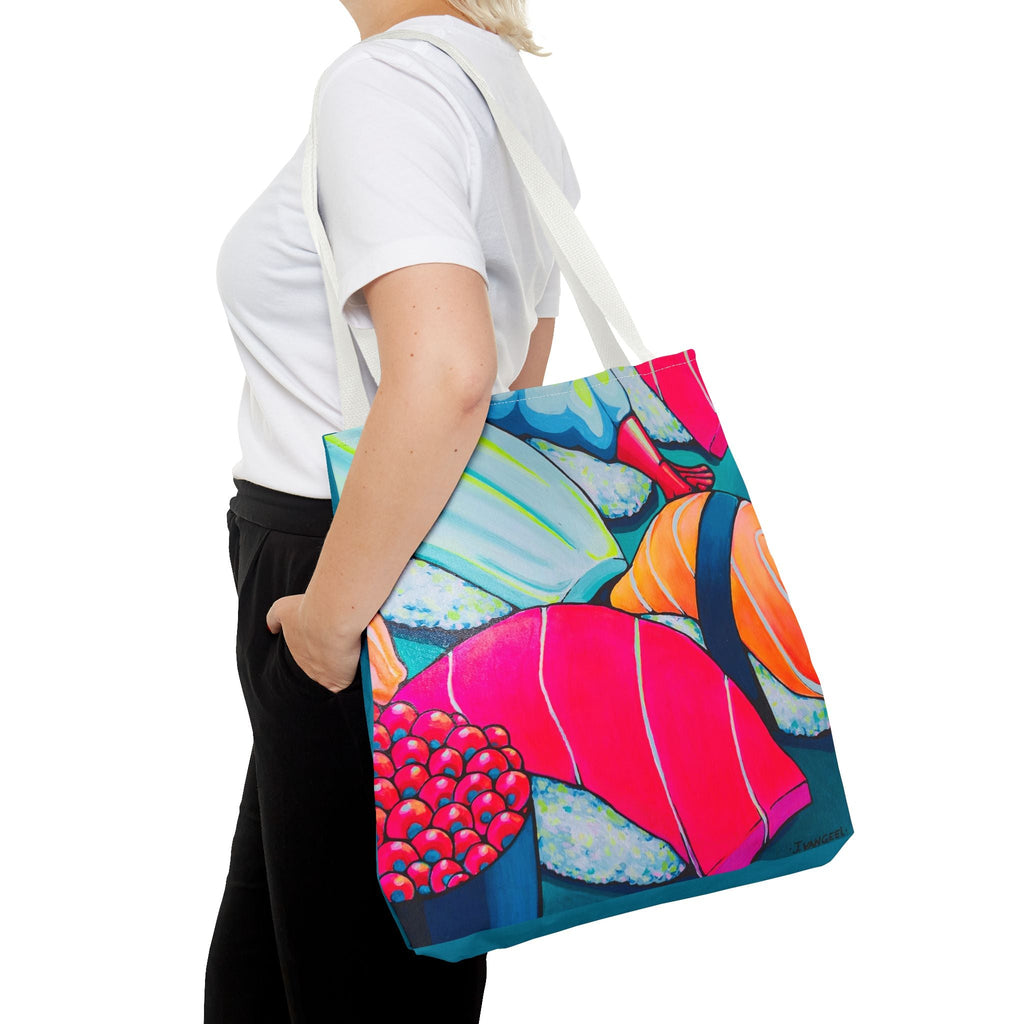 Premium Neon Sushi Tote Bag, Original Artist Design, Reusable Shopping Tote, Eco-Friendly