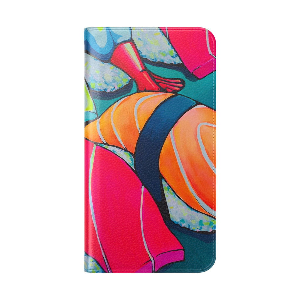 Neon Sushi Flip Phone Case – Wallet Cover with Card Slots