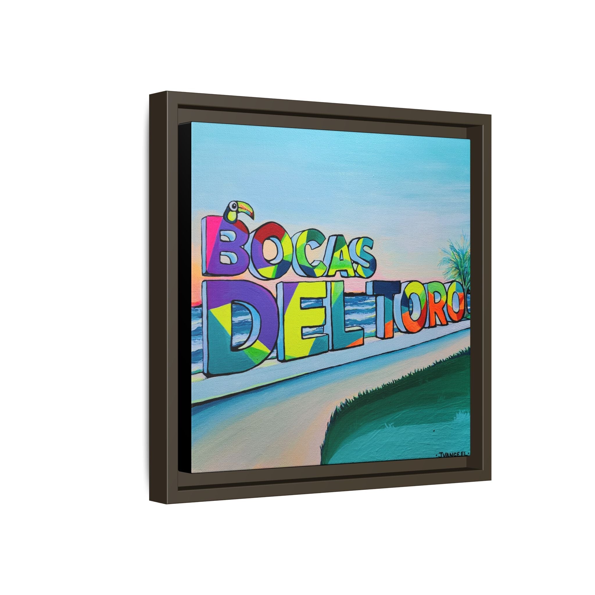 Framed Bocas Del Toro Sign Canvas Print
